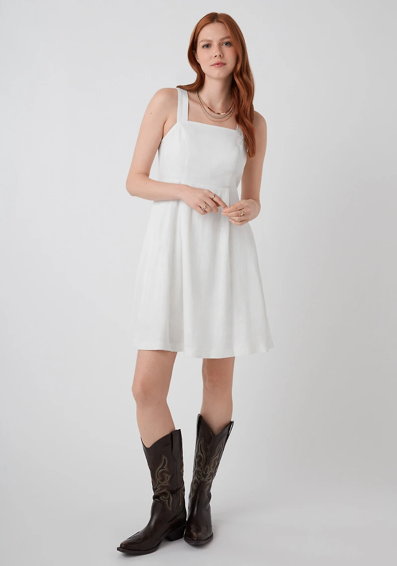 Linen Blend Empress Mini-Dress