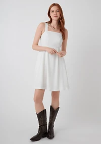 Linen Blend Empress Mini-Dress