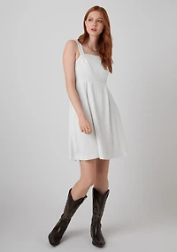 Linen Blend Empress Mini-Dress