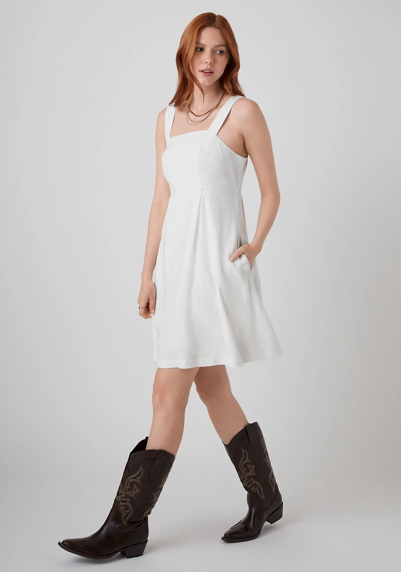 Linen Blend Empress Mini-Dress