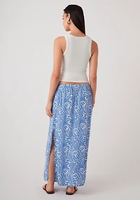 Linen Blend Midi-Column Skirt