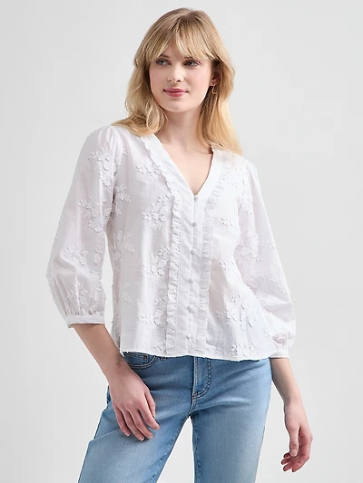 3/4 Sleeve Cotton Blouse