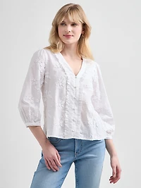 3/4 Sleeve Cotton Blouse