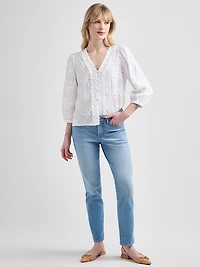 3/4 Sleeve Cotton Blouse