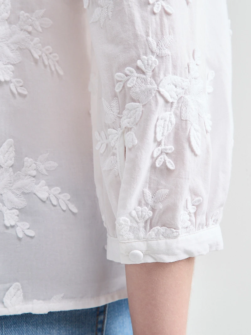 3/4 Sleeve Cotton Blouse