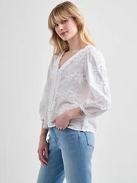 3/4 Sleeve Cotton Blouse