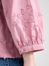 3/4 Sleeve Cotton Ruffle Blouse