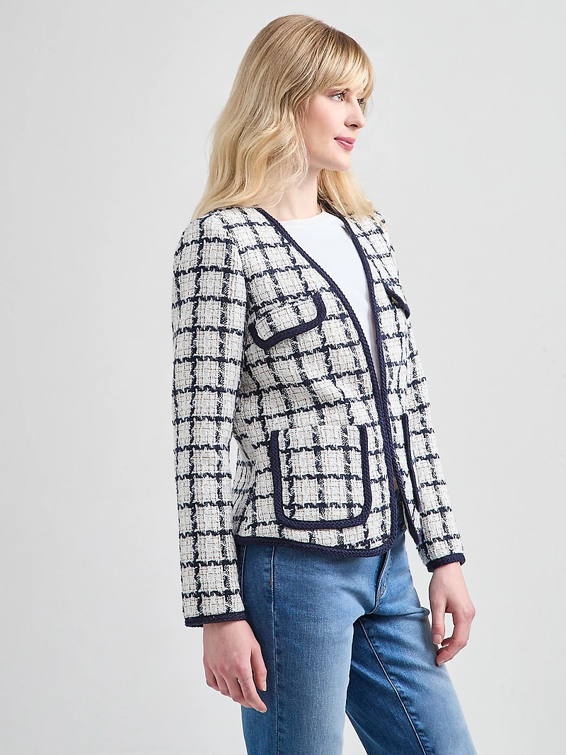 Boucle Braided Trim Blazer