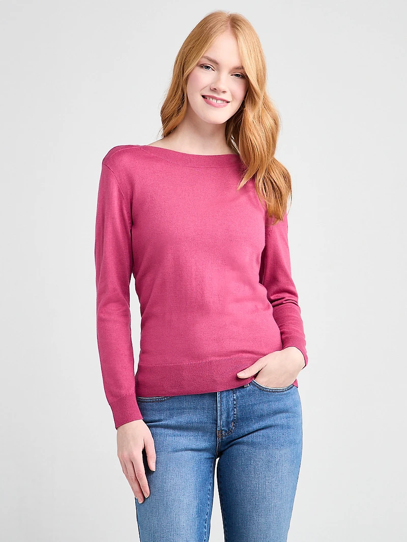 Cashmere Blend Boat Neck Pullover
