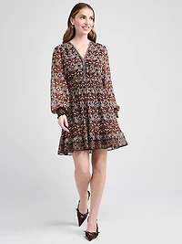 Chiffon Smocked Waist Mini Dress