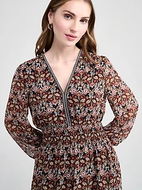 Chiffon Smocked Waist Mini Dress