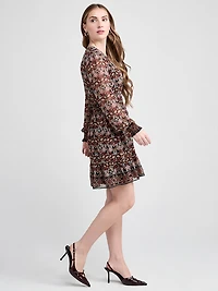 Chiffon Smocked Waist Mini Dress