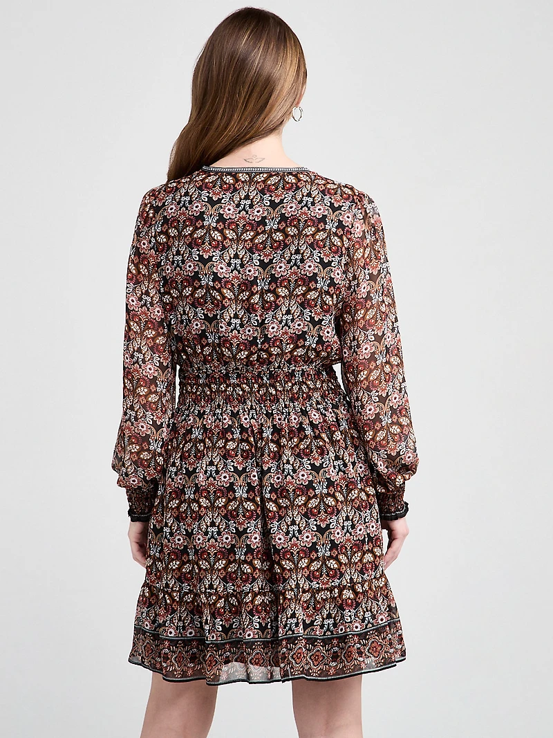 Chiffon Smocked Waist Mini Dress