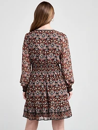 Chiffon Smocked Waist Mini Dress