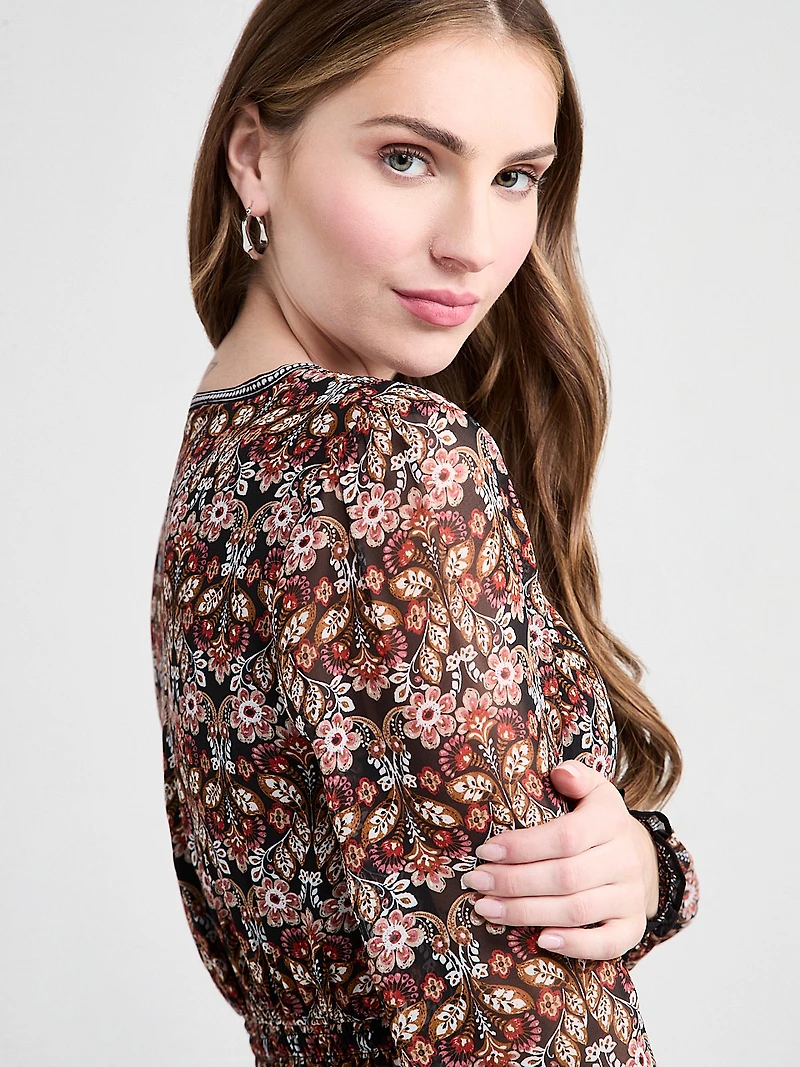Chiffon Smocked Waist Mini Dress
