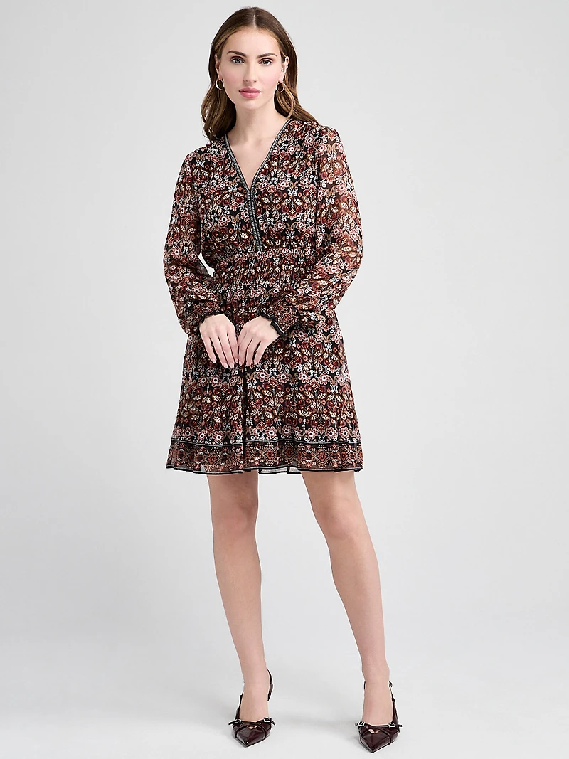 Chiffon Smocked Waist Mini Dress