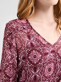 Chiffon V-Neck Ruffle Midi Dress