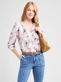 Cotton Blouse with 3/4 Sleeves
