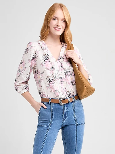 Cotton Blouse with 3/4 Sleeves