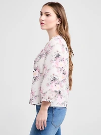 Cotton Blouse with 3/4 Sleeves