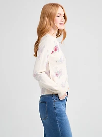 Crewneck Button Front Printed Cardi