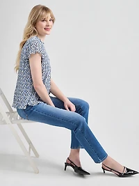 Flutter Sleeve Pleated Blouse