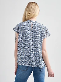 Flutter Sleeve Pleated Blouse