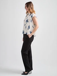 Flutter-Sleeve Pleated Blouse