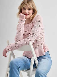 Large Pointelle Peplum Sweater