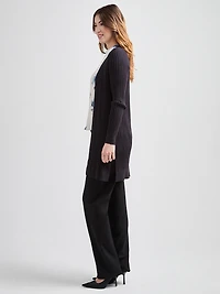 Long Open Front Ribbed Cardigan