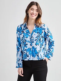 Long Sleeve Crop Collar Blouse