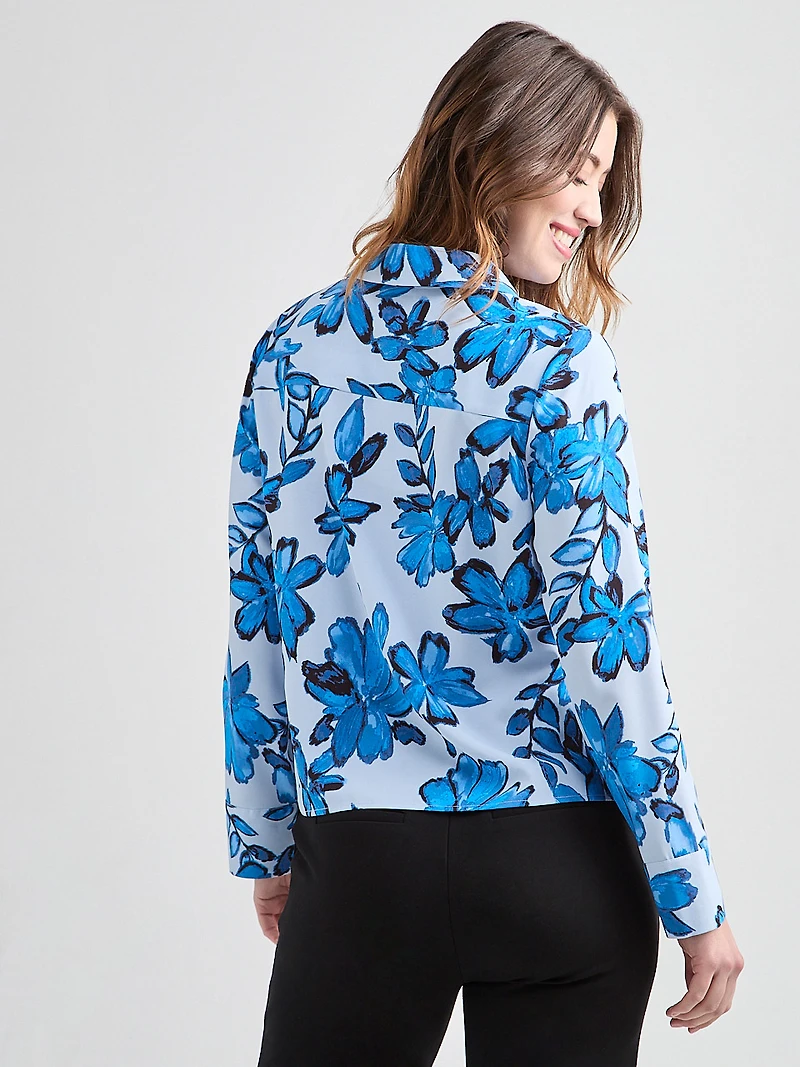 Long Sleeve Crop Collar Blouse