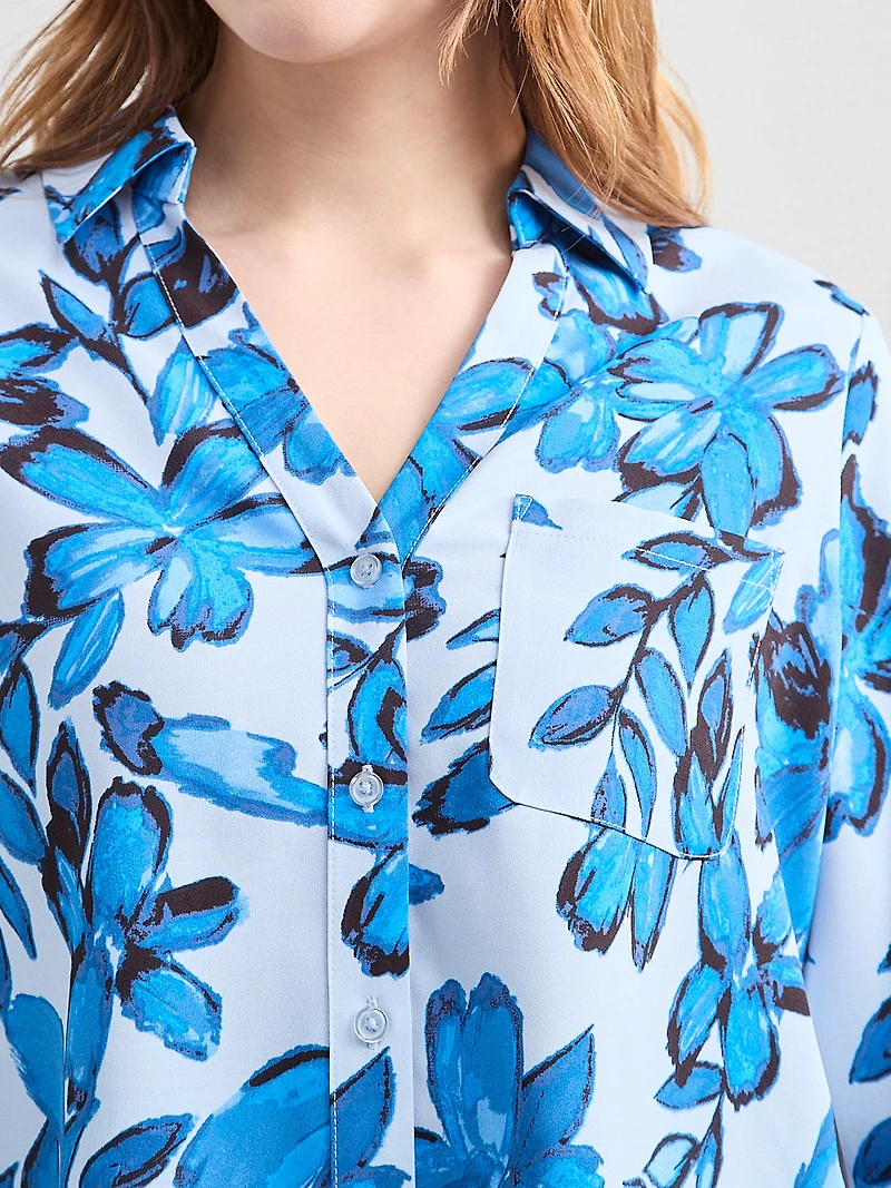 Long Sleeve Crop Collar Blouse