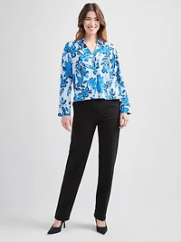 Long Sleeve Crop Collar Blouse