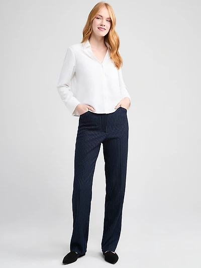 Long Sleeve Crop-Collar Blouse