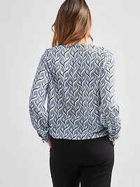 Long Sleeve Pleated Blouse