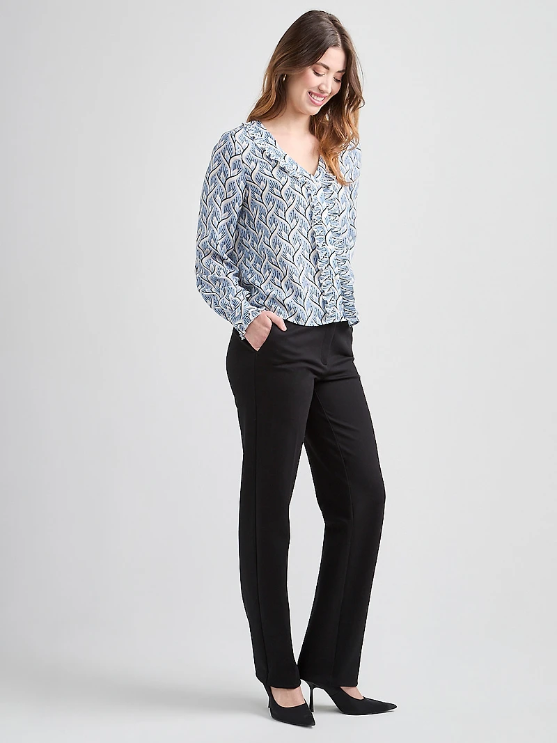 Long Sleeve Pleated Blouse