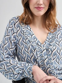 Long Sleeve Pleated Blouse