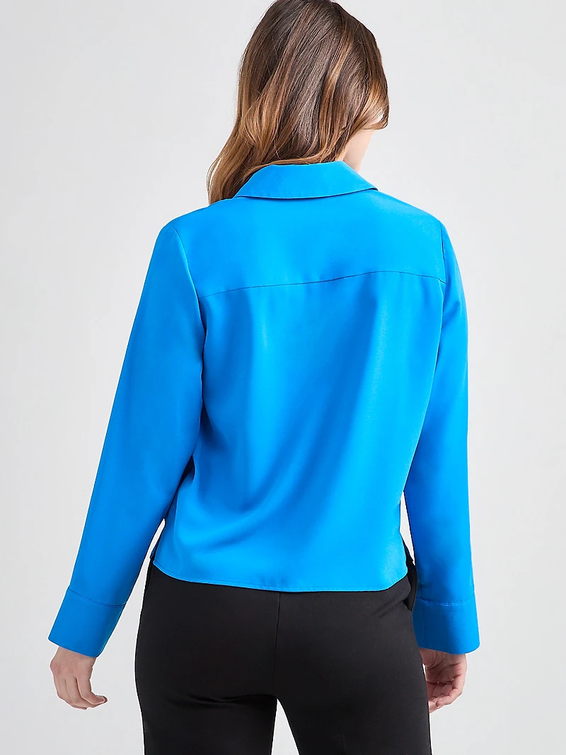 Long Sleeved Crop Collar Blouse