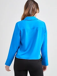 Long Sleeved Crop Collar Blouse