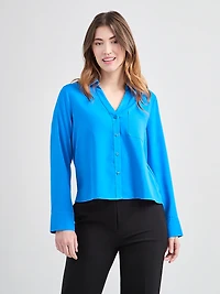 Long Sleeved Crop Collar Blouse