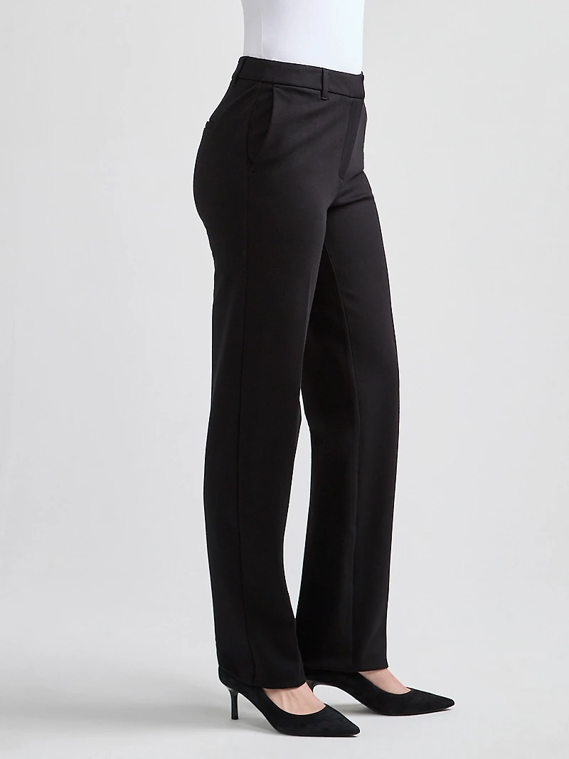 Mid Rise Ponte Straight Pant Black