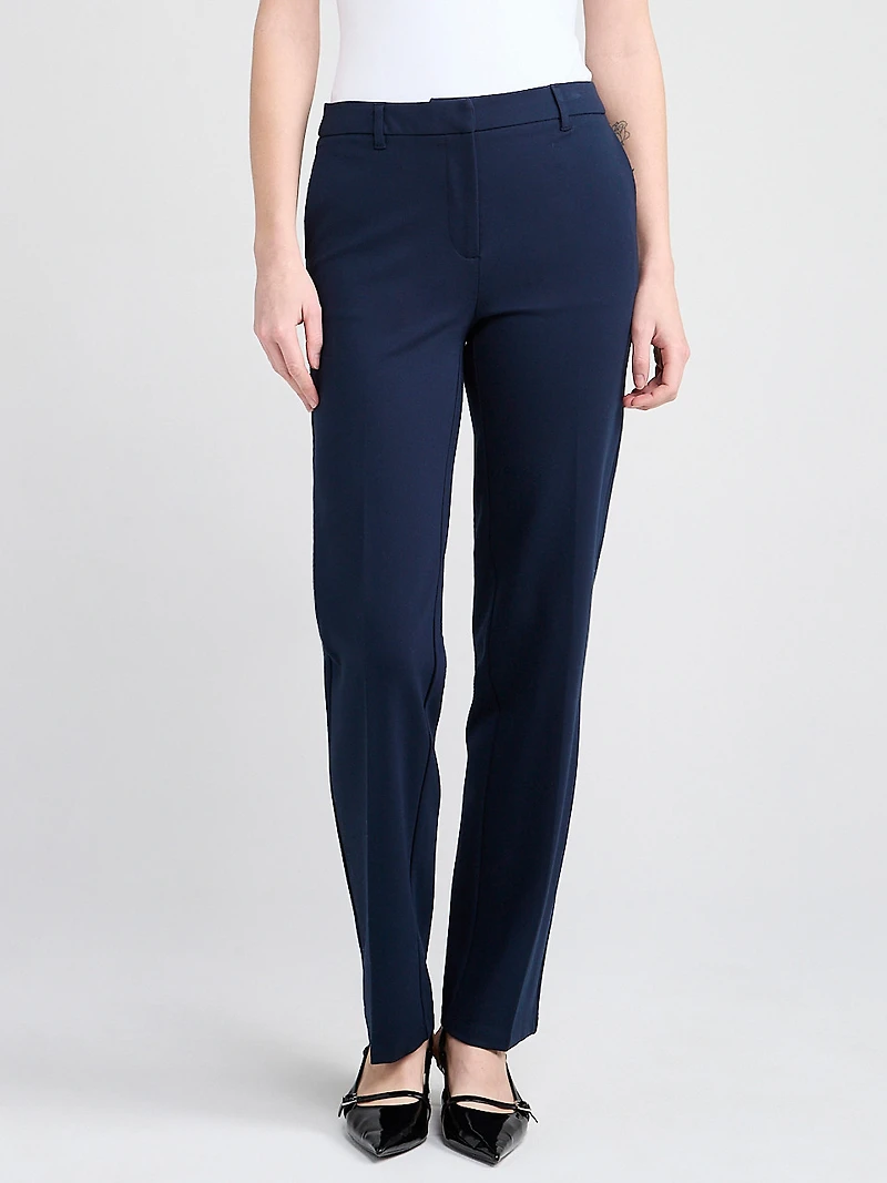 Mid Rise Ponte Straight Pant Navy