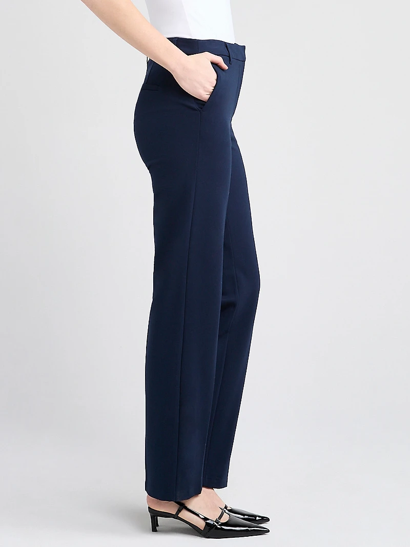 Mid Rise Ponte Straight Pant Navy