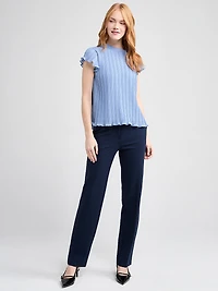 Pleated Blouse with Flutter Sleeves
