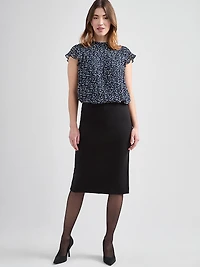 Pleated Blouse with Flutter-Sleeves