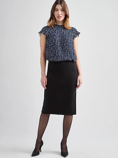 Pleated Blouse with Flutter-Sleeves