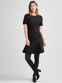 Ponte Crew Neck Fit & Flare Dress