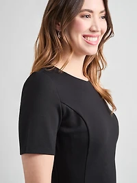 Ponte Crew Neck Fit & Flare Dress