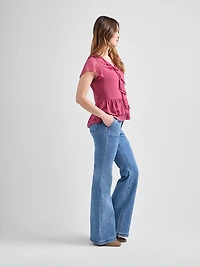 Short Flutter Sleeve Blouse Mulberry